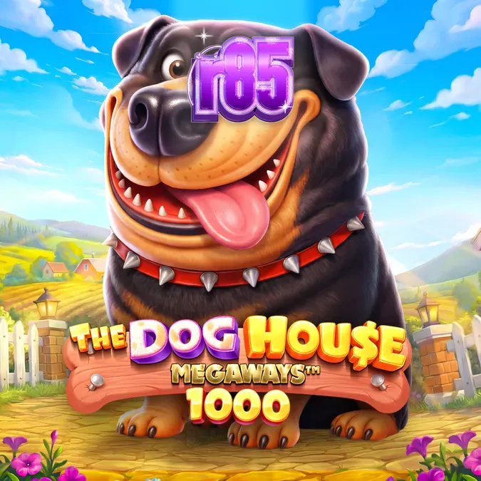 Interface vibrante e colorida do jogo de slot The Dog House Megaways 1000