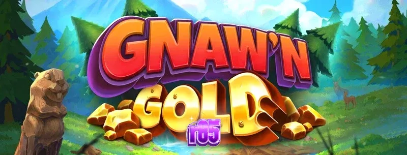 Interface do jogo de slot Gnaw’n Gold com elementos de floresta e castores